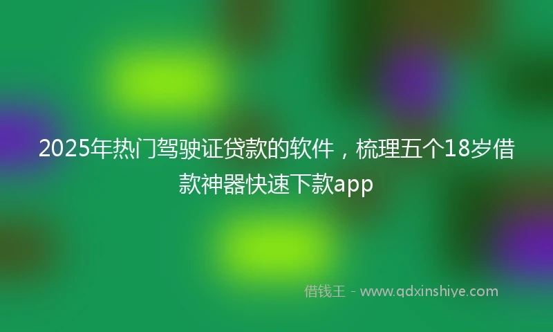 2025年热门驾驶证贷款的软件，梳理五个18岁借款神器快速下款app