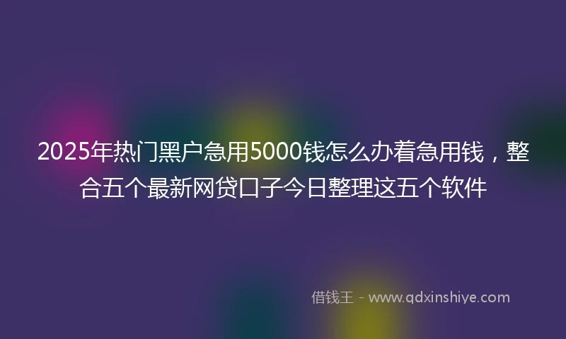 2025年热门黑户急用5000钱怎么办着急用钱，整合五个最新网贷口子今日整理这五个软件