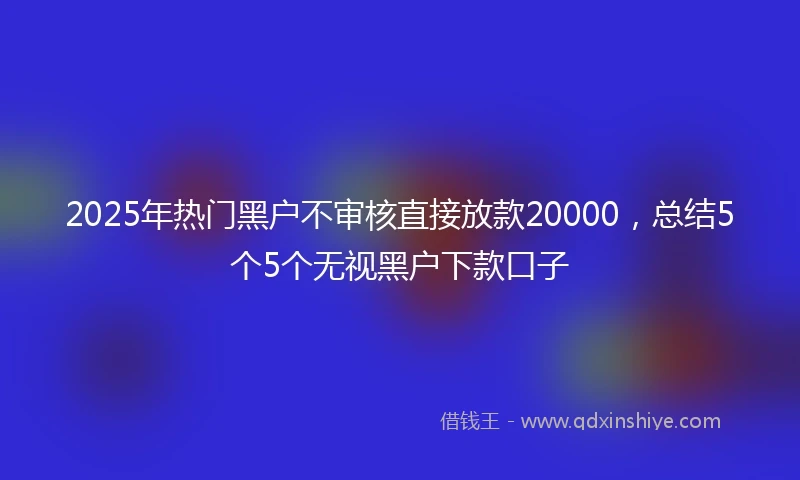 2025年热门黑户不审核直接放款20000，总结5个5个无视黑户下款口子