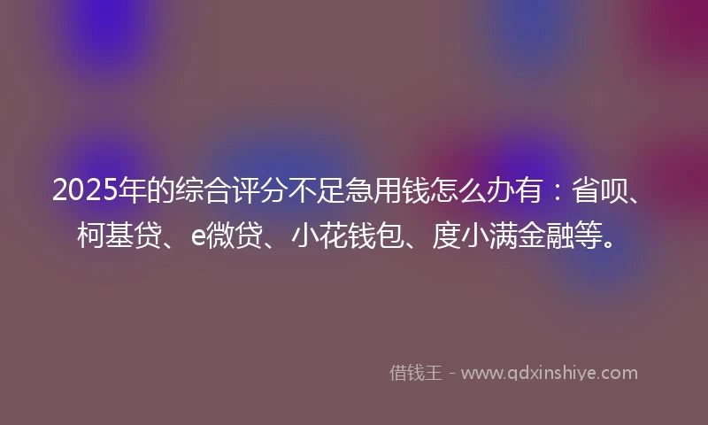 2025年的综合评分不足急用钱怎么办有：省呗、柯基贷、e微贷、小花钱包、度小满金融等。