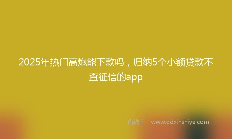 2025年热门高炮能下款吗，归纳5个小额贷款不查征信的app