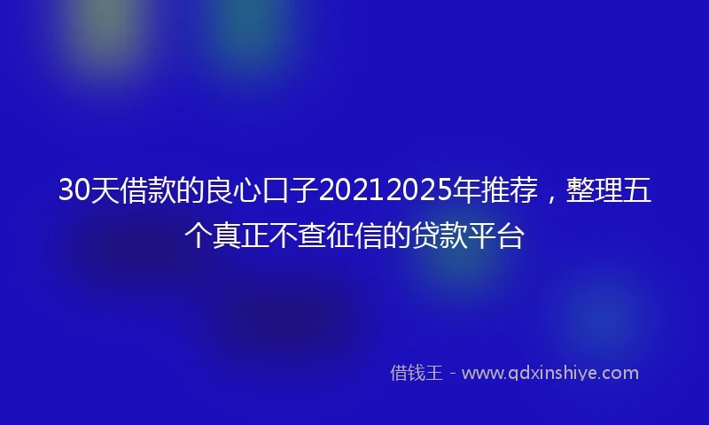 30天借款的良心口子20212025年推荐，整理五个真正不查征信的贷款平台
