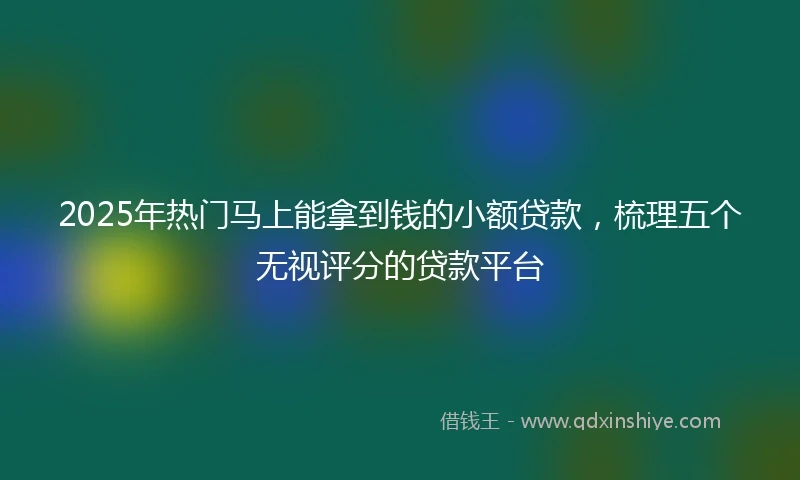 2025年热门马上能拿到钱的小额贷款，梳理五个无视评分的贷款平台