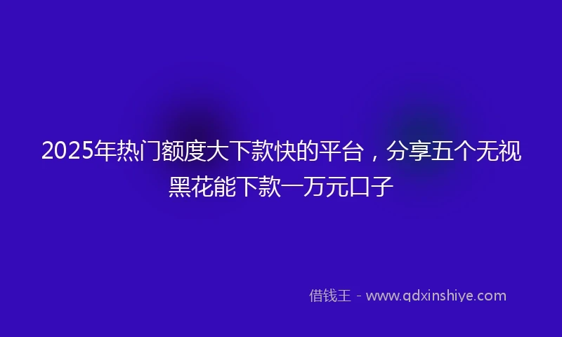 2025年热门额度大下款快的平台，分享五个无视黑花能下款一万元口子