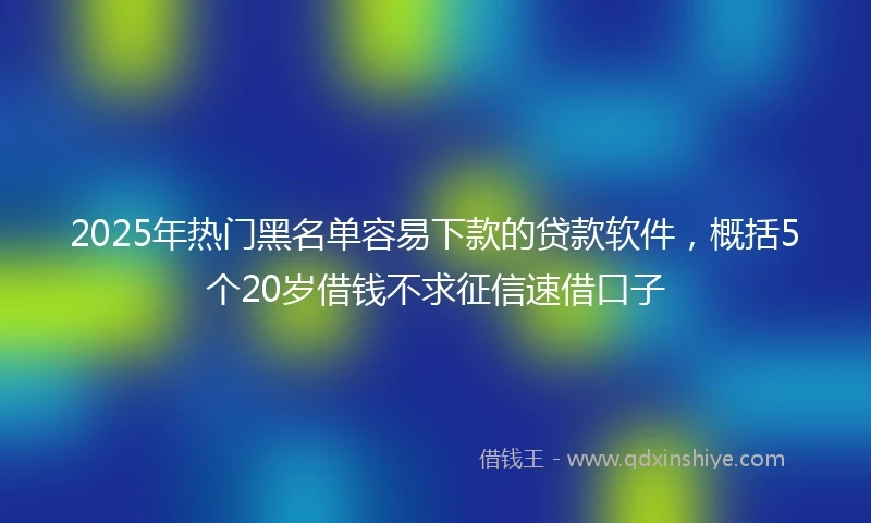2025年热门黑名单容易下款的贷款软件，概括5个20岁借钱不求征信速借口子