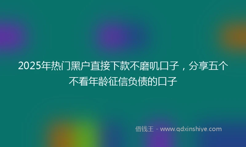 2025年热门黑户直接下款不磨叽口子，分享五个不看年龄征信负债的口子