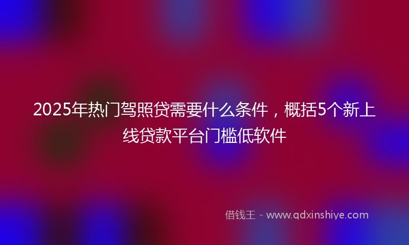 2025年热门驾照贷需要什么条件,概括5个新上线贷款平台门槛低软件