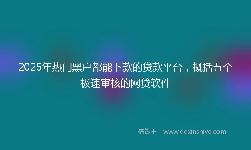 2025年热门黑户都能下款的贷款平台，概括五个极速审核的网贷软件
