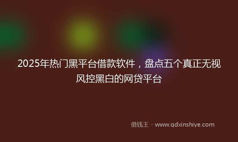 2025年热门黑平台借款软件，盘点五个真正无视风控黑白的网贷平台