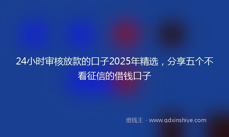 24小时审核放款的口子2025年精选，分享五个不看征信的借钱口子