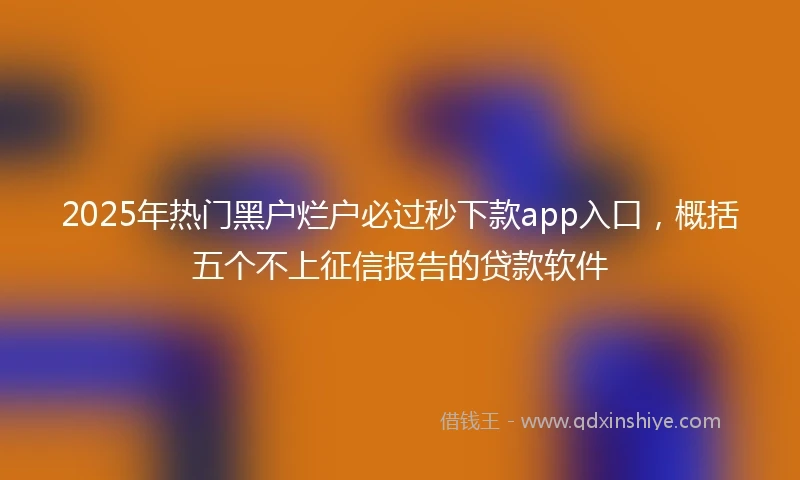 2025年热门黑户烂户必过秒下款app入口，概括五个不上征信报告的贷款软件