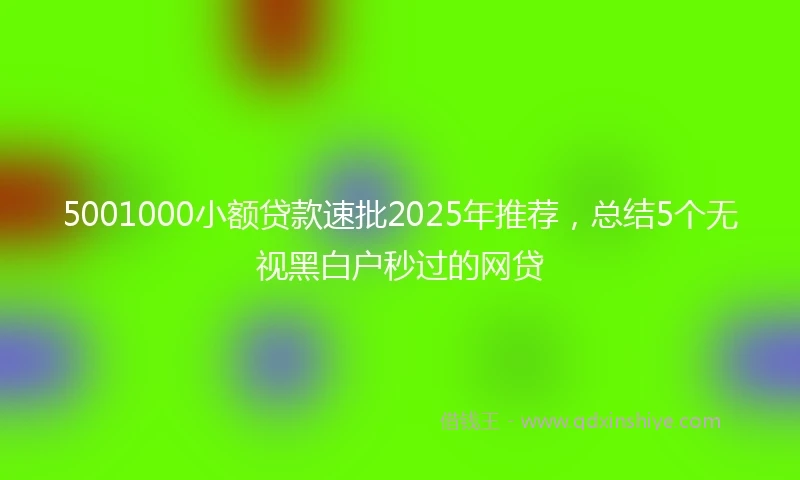 5001000小额贷款速批2025年推荐，总结5个无视黑白户秒过的网贷
