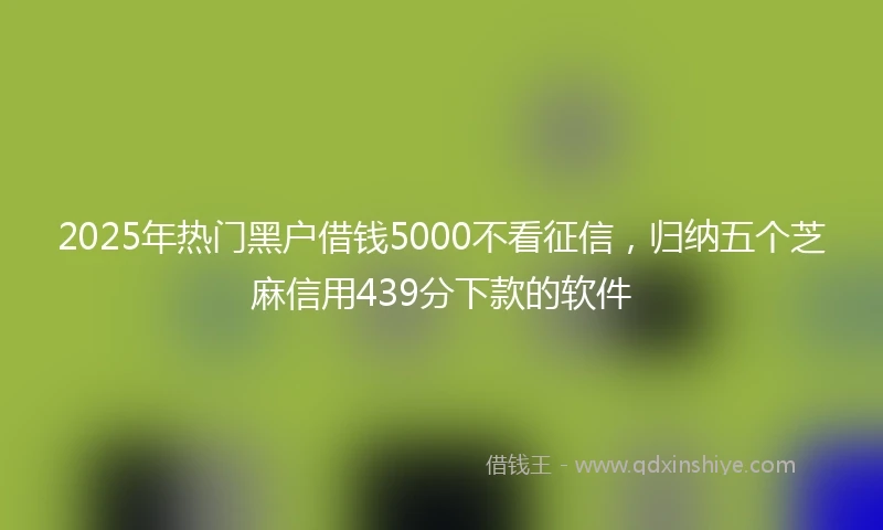 2025年热门黑户借钱5000不看征信，归纳五个芝麻信用439分下款的软件