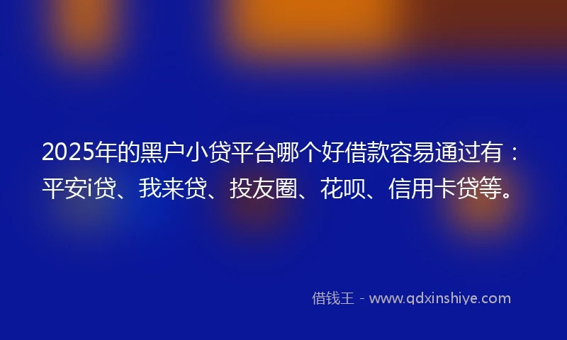2025年的黑户小贷平台哪个好借款容易通过有：平安i贷、我来贷、投友圈、花呗、信用卡贷等。