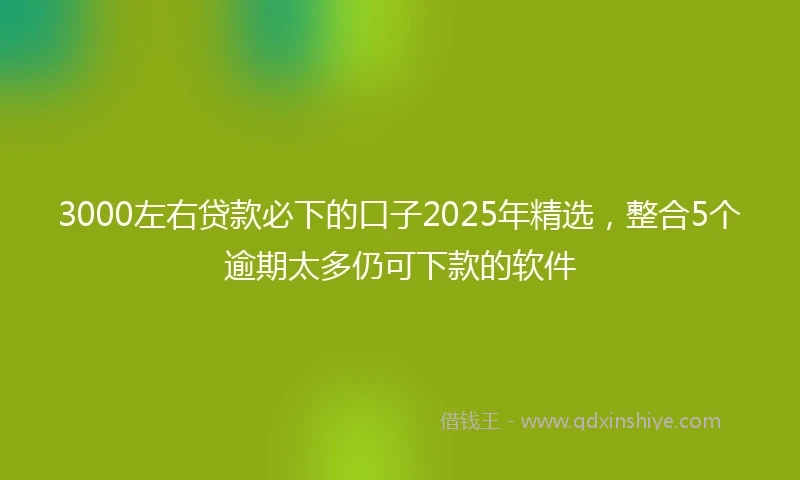 3000左右贷款必下的口子2025年精选，整合5个逾期太多仍可下款的软件