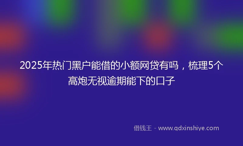 2025年热门黑户能借的小额网贷有吗，梳理5个高炮无视逾期能下的口子