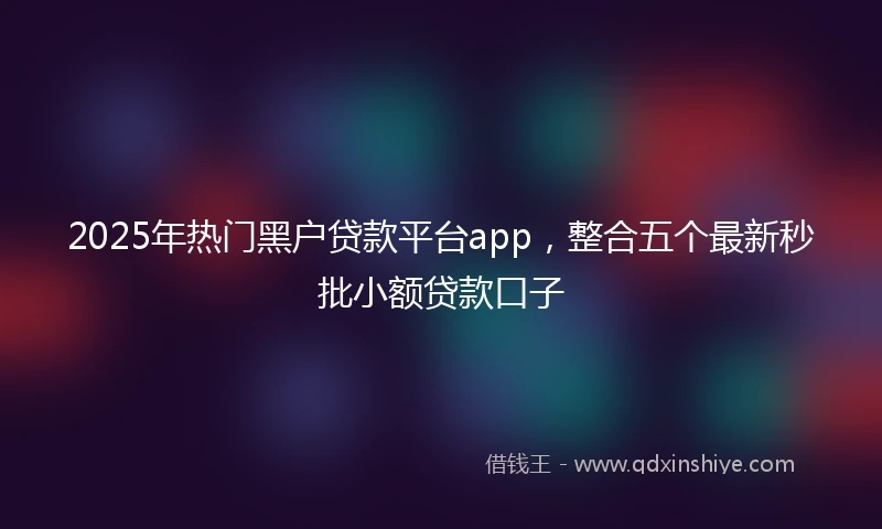 2025年热门黑户贷款平台app，整合五个最新秒批小额贷款口子