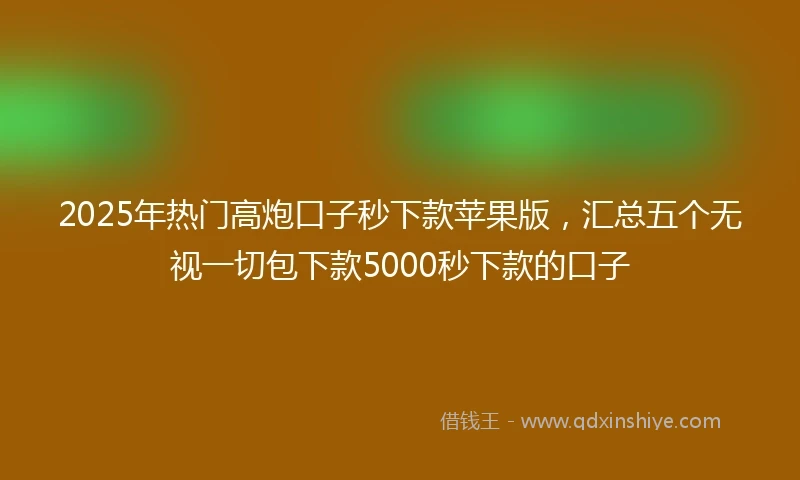 2025年热门高炮口子秒下款苹果版，汇总五个无视一切包下款5000秒下款的口子