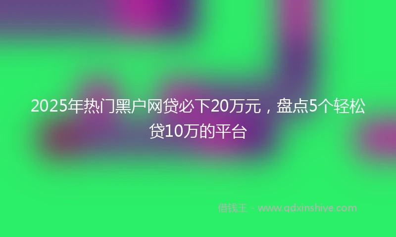 2025年热门黑户网贷必下20万元，盘点5个轻松贷10万的平台