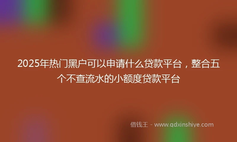 2025年热门黑户可以申请什么贷款平台，整合五个不查流水的小额度贷款平台