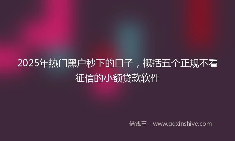 2025年热门黑户秒下的口子，概括五个正规不看征信的小额贷款软件