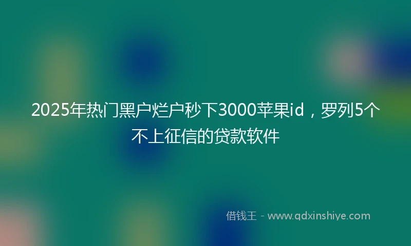 2025年热门黑户烂户秒下3000苹果id，罗列5个不上征信的贷款软件