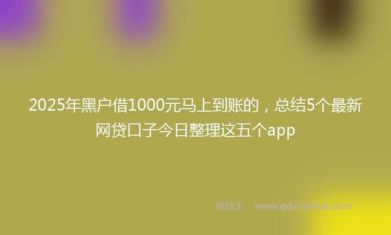 2025年黑户借1000元马上到账的，总结5个最新网贷口子今日整理这五个app