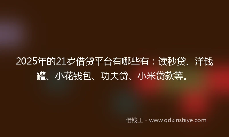 2025年的21岁借贷平台有哪些有：读秒贷、洋钱罐、小花钱包、功夫贷、小米贷款等。