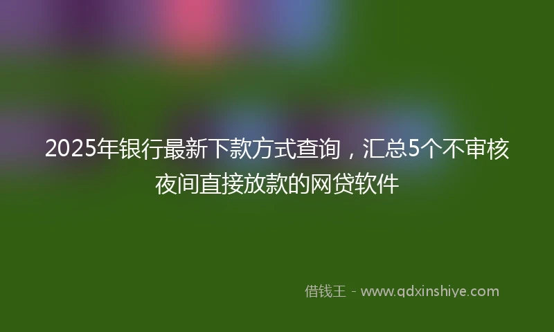 2025年银行最新下款方式查询，汇总5个不审核夜间直接放款的网贷软件