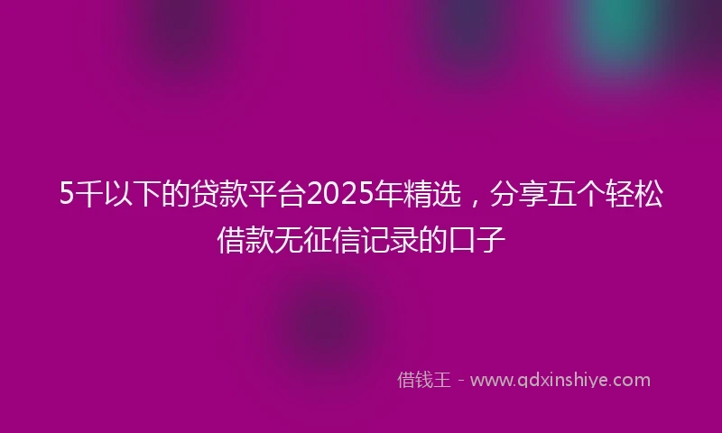 5千以下的贷款平台2025年精选，分享五个轻松借款无征信记录的口子