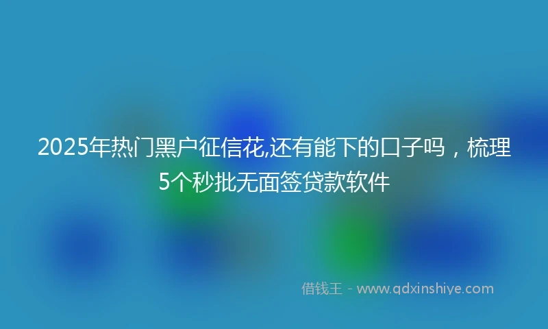 2025年热门黑户征信花,还有能下的口子吗，梳理5个秒批无面签贷款软件