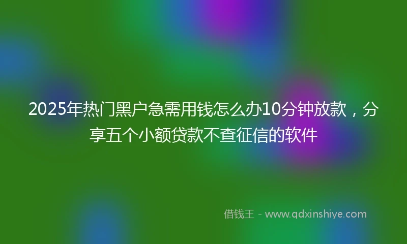 2025年热门黑户急需用钱怎么办10分钟放款，分享五个小额贷款不查征信的软件