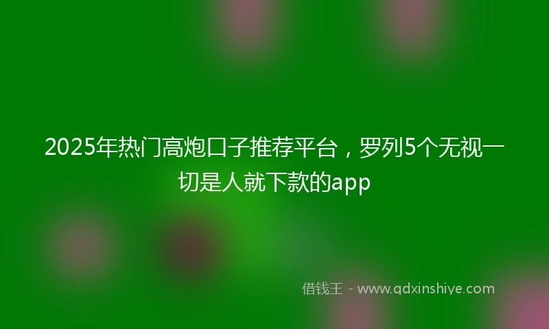 2025年热门高炮口子推荐平台，罗列5个无视一切是人就下款的app