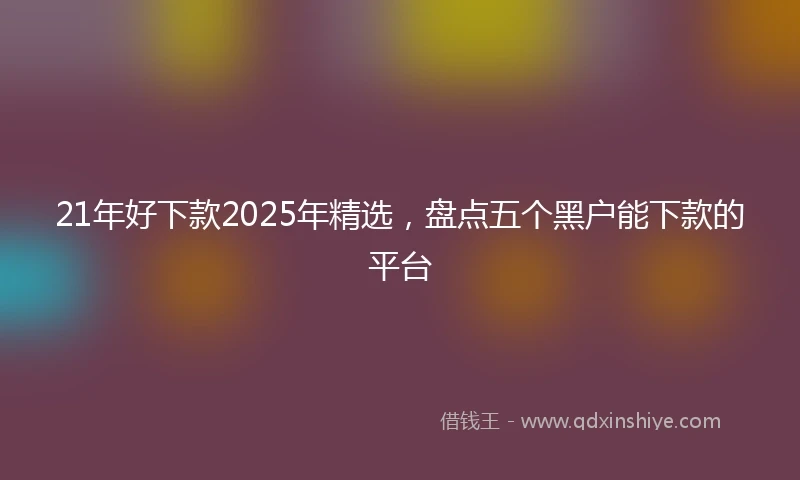 21年好下款2025年精选，盘点五个黑户能下款的平台