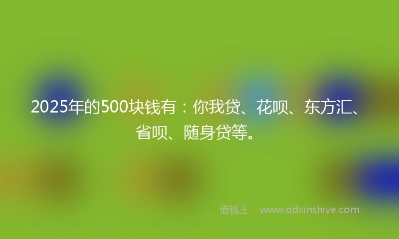 2025年的500块钱有：你我贷、花呗、东方汇、省呗、随身贷等。