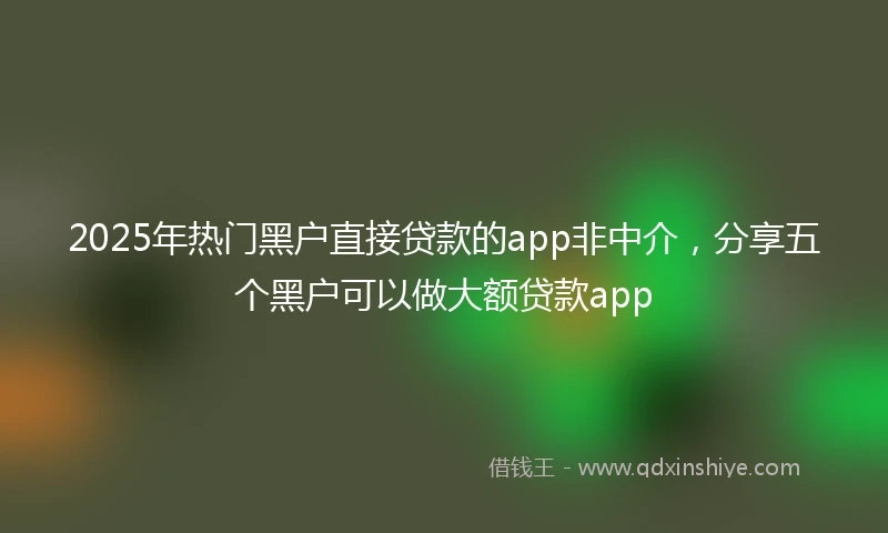 2025年热门黑户直接贷款的app非中介，分享五个黑户可以做大额贷款app