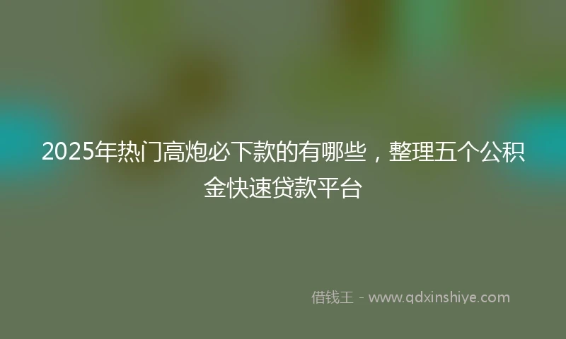 2025年热门高炮必下款的有哪些，整理五个公积金快速贷款平台
