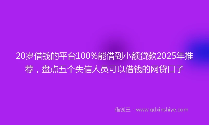 20岁借钱的平台100%能借到小额贷款2025年推荐，盘点五个失信人员可以借钱的网贷口子