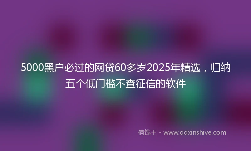 5000黑户必过的网贷60多岁2025年精选，归纳五个低门槛不查征信的软件
