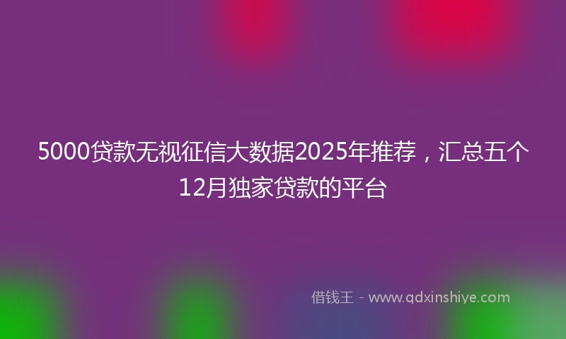 5000贷款无视征信大数据2025年推荐，汇总五个12月独家贷款的平台