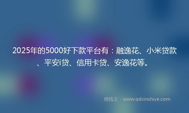 2025年的5000好下款平台有：融逸花、小米贷款、平安i贷、信用卡贷、安逸花等。