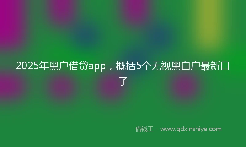 2025年黑户借贷app，概括5个无视黑白户最新口子