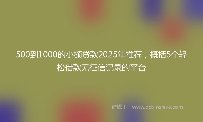 500到1000的小额贷款2025年推荐，概括5个轻松借款无征信记录的平台