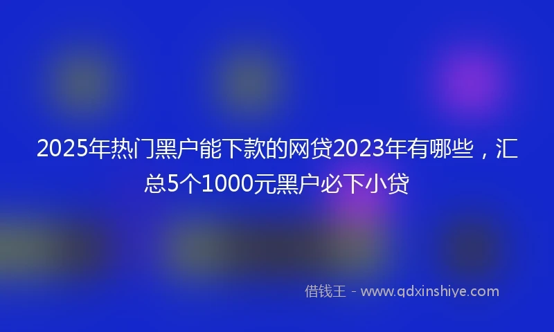 2025年热门黑户能下款的网贷2023年有哪些，汇总5个1000元黑户必下小贷