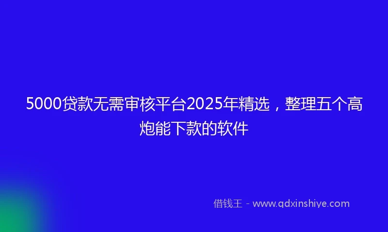 5000贷款无需审核平台2025年精选，整理五个高炮能下款的软件