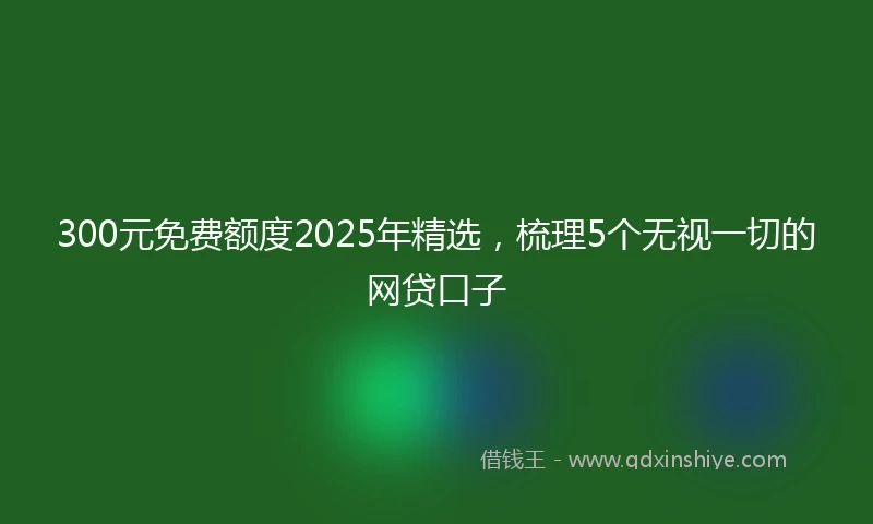 300元免费额度2025年精选，梳理5个无视一切的网贷口子