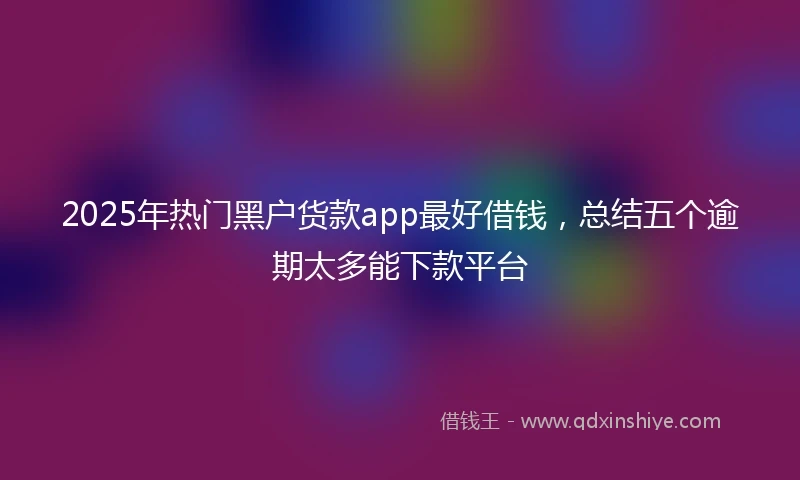 2025年热门黑户货款app最好借钱，总结五个逾期太多能下款平台