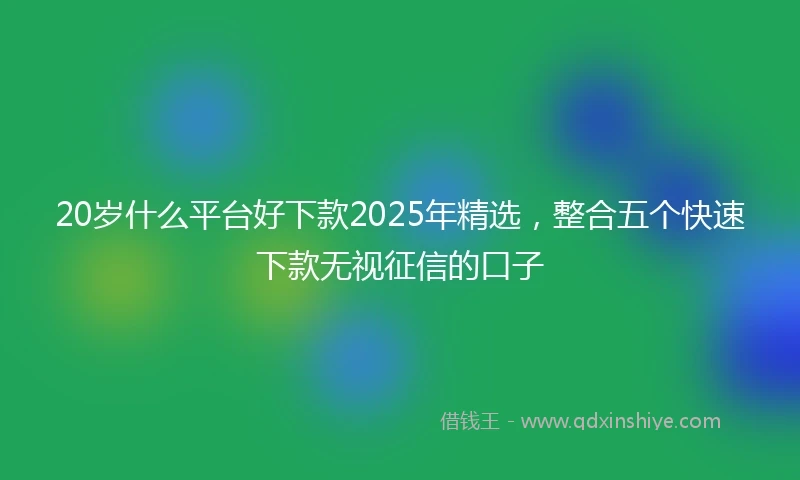 20岁什么平台好下款2025年精选，整合五个快速下款无视征信的口子