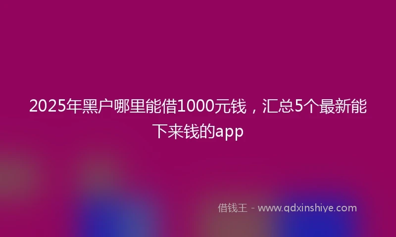 2025年黑户哪里能借1000元钱，汇总5个最新能下来钱的app
