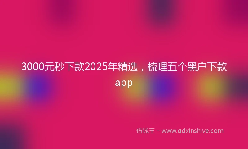 3000元秒下款2025年精选，梳理五个黑户下款app